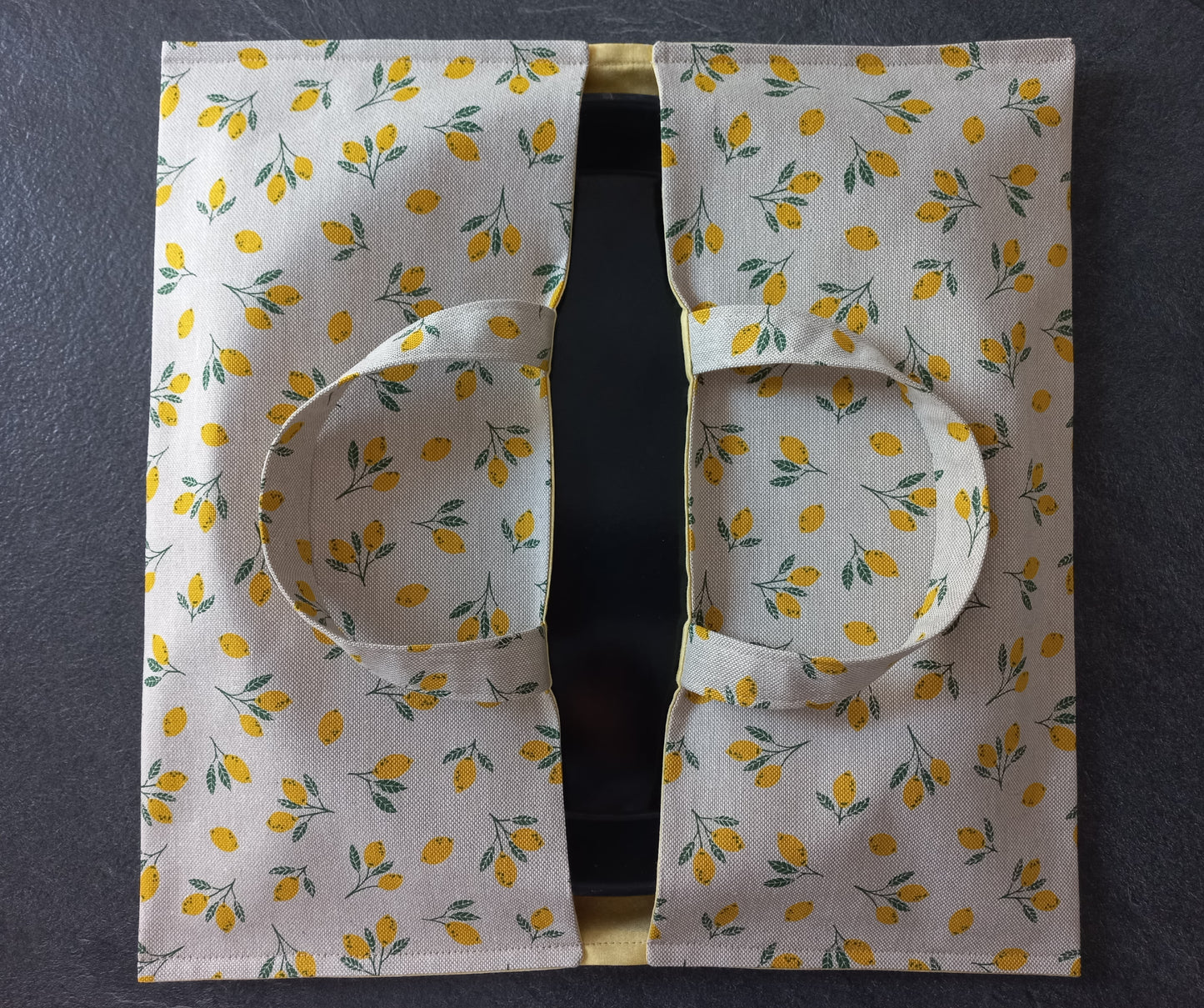 Ensemble panier et sac à tarte imprimé citrons