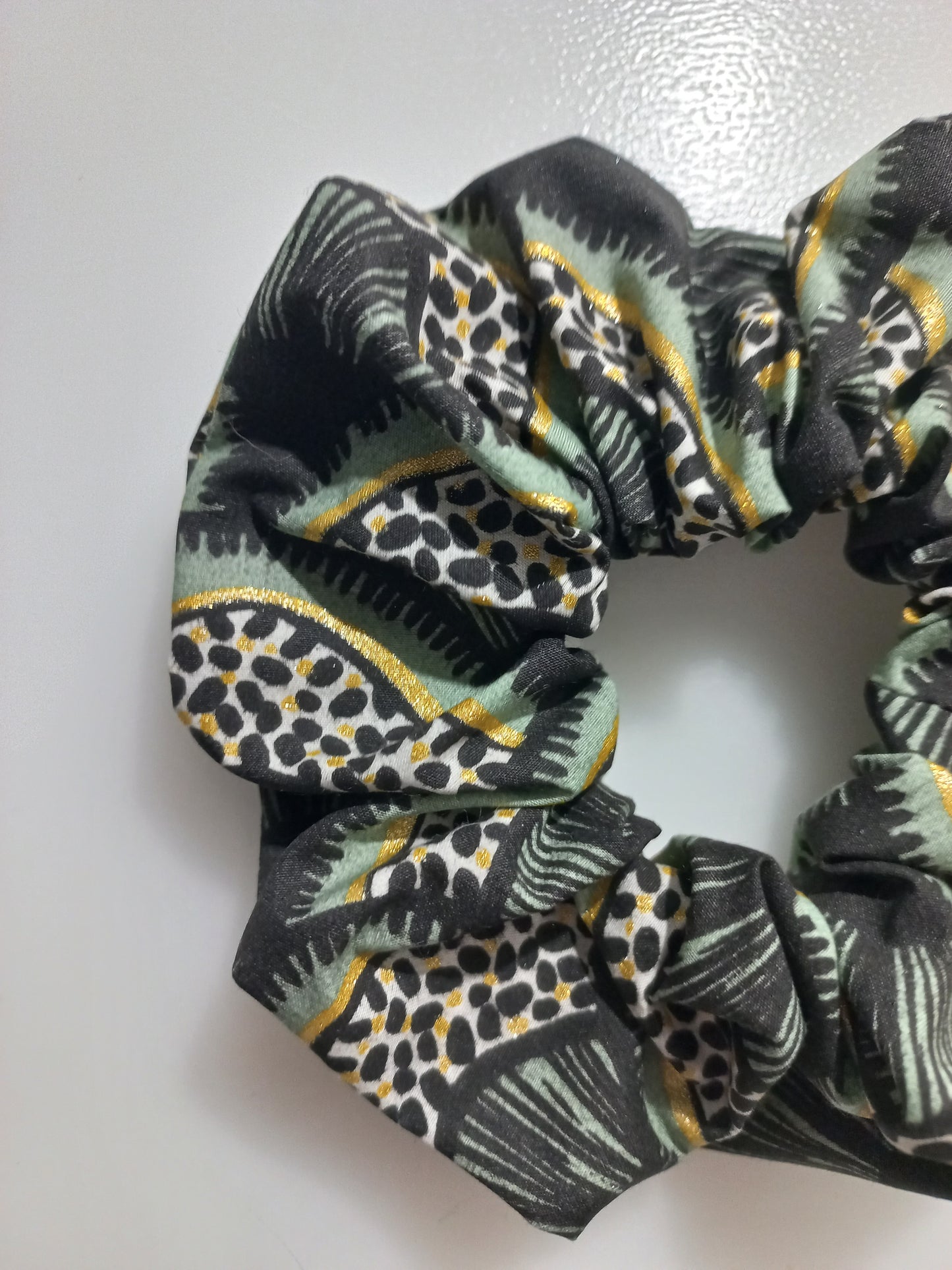 Chouchou imprimé or et léopard