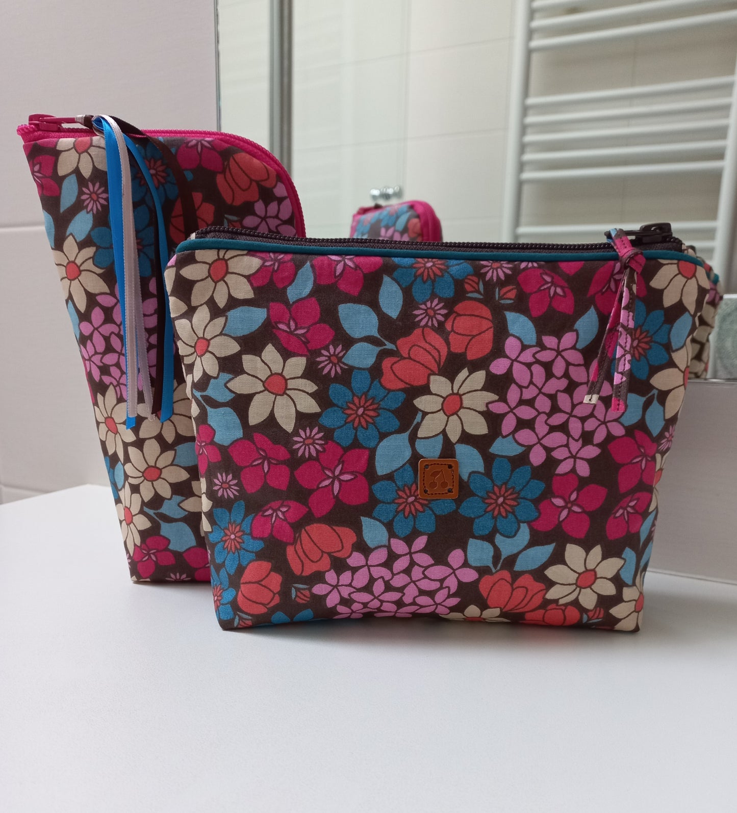 Trousse coton enduit fleurs