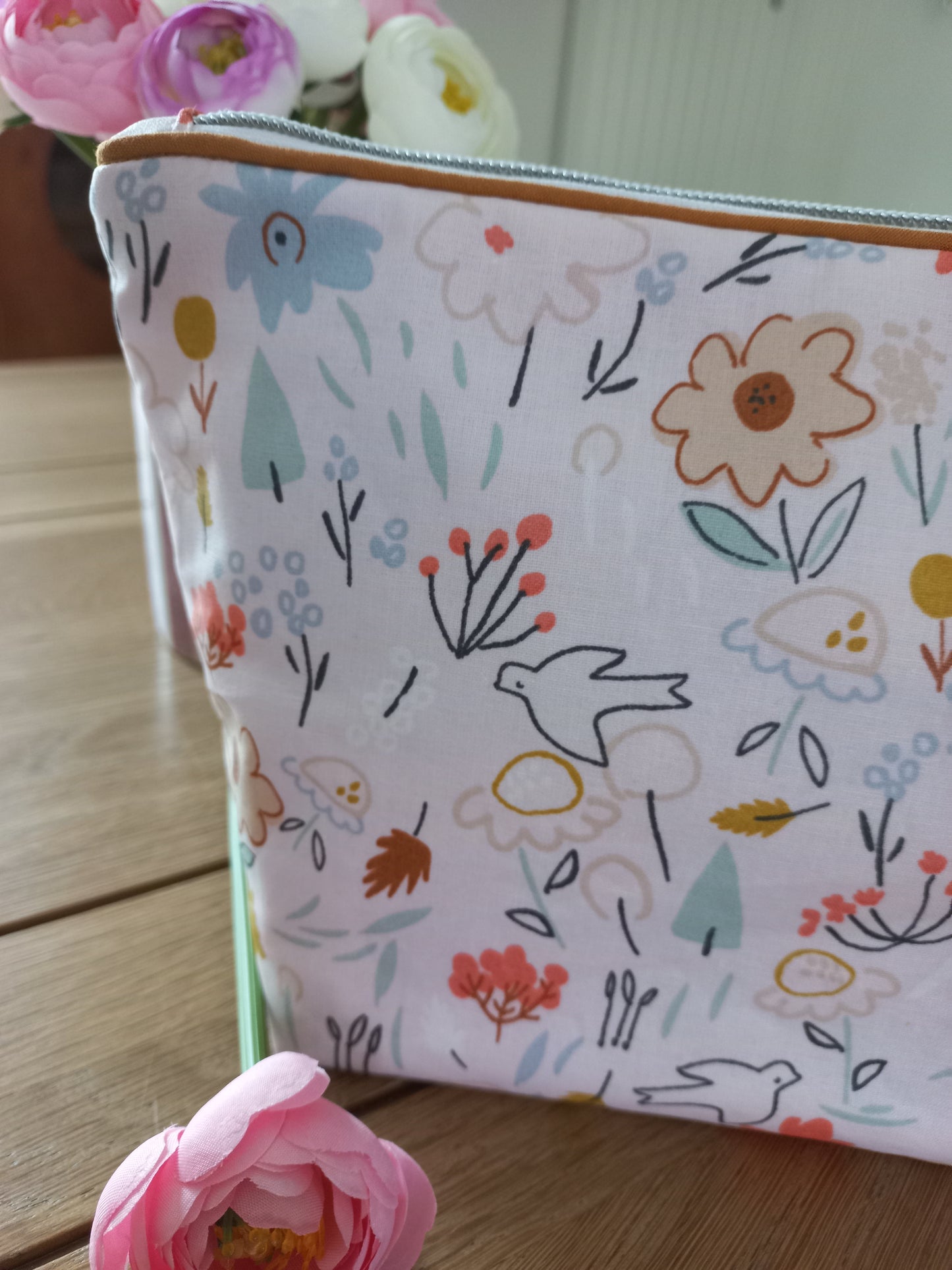 Trousse toilette maquillage coton enduit rose