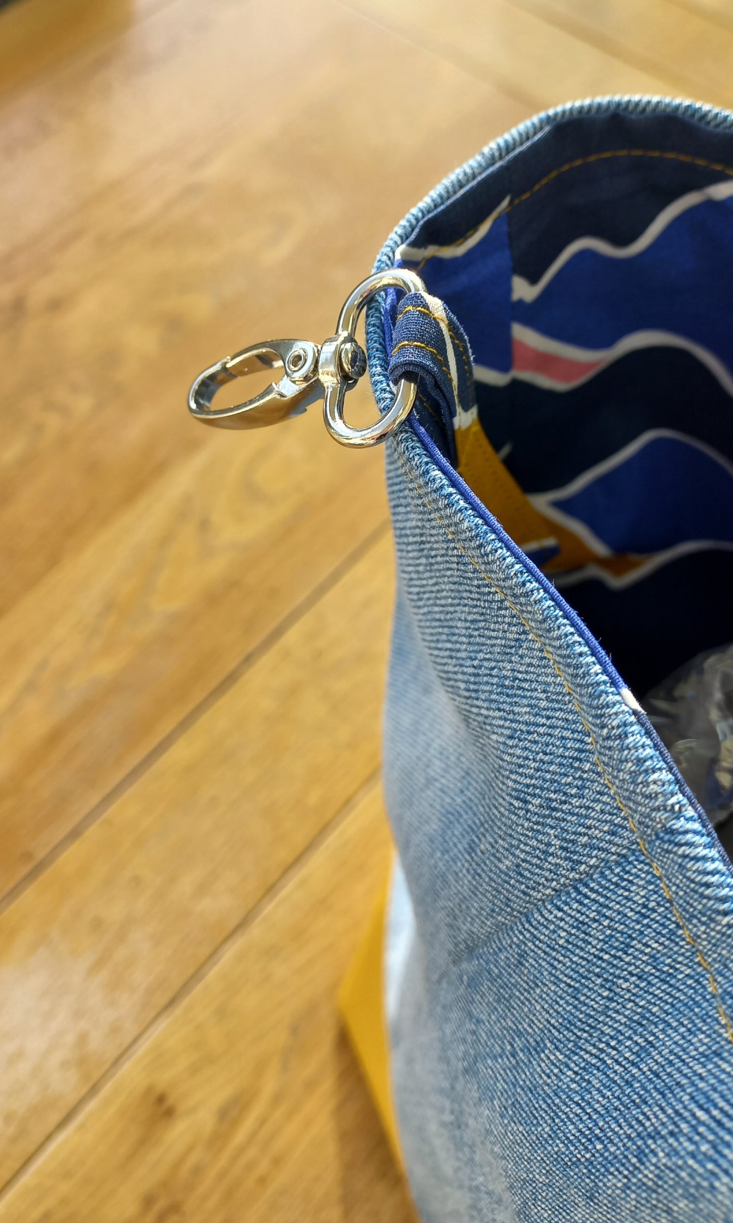 Sac cabas jean, coton et cuir synthétique