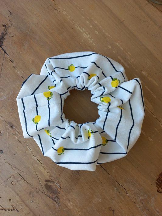 Chouchou jersey rayures et citrons