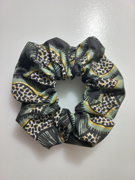 Chouchou imprimé or et léopard