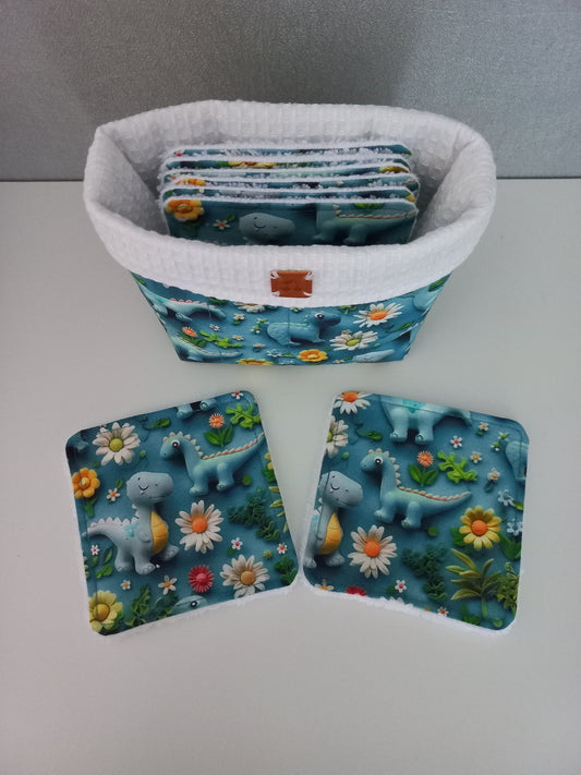 Panier + 8 lingettes dinosaures