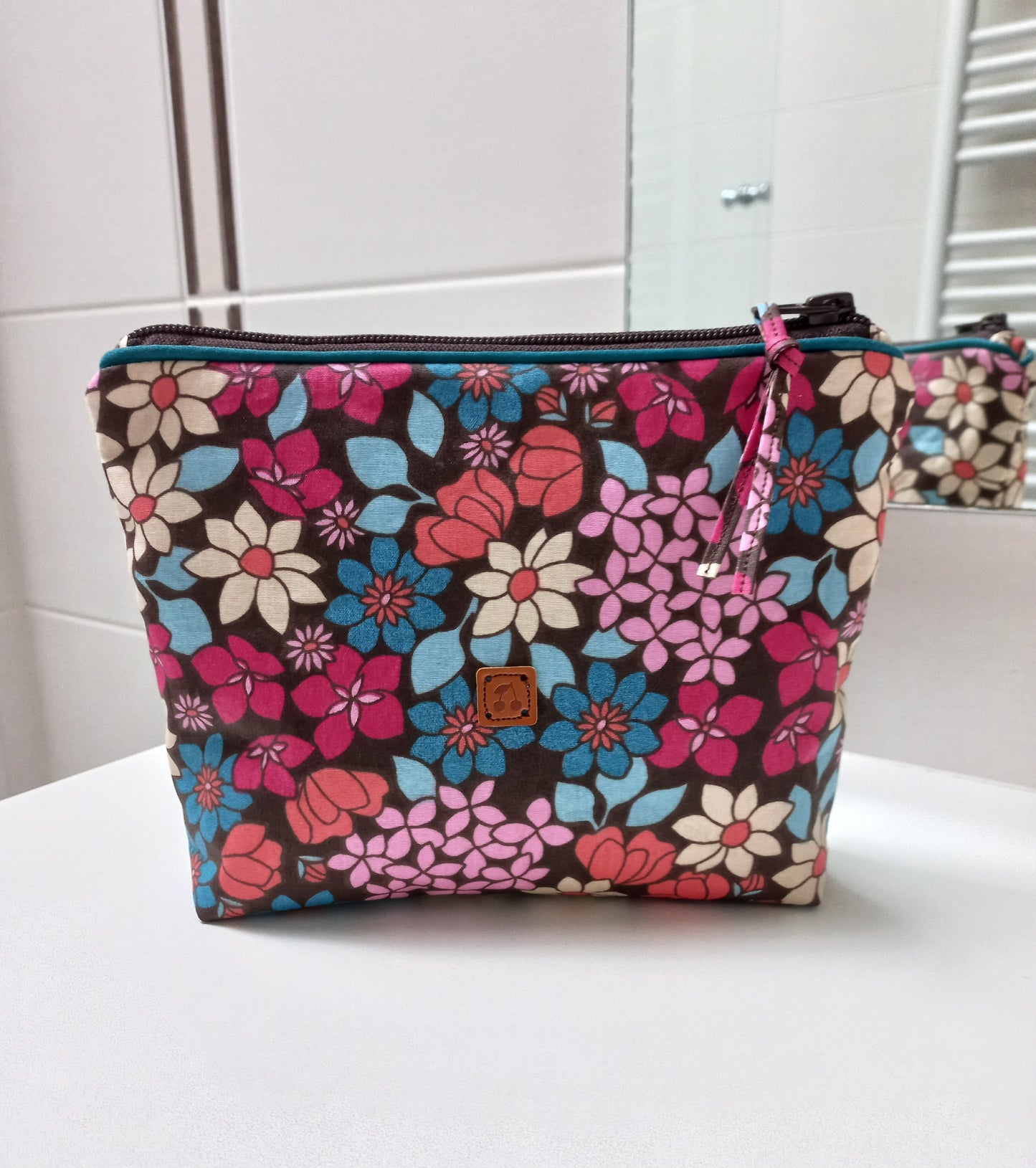 Trousse coton enduit fleurs