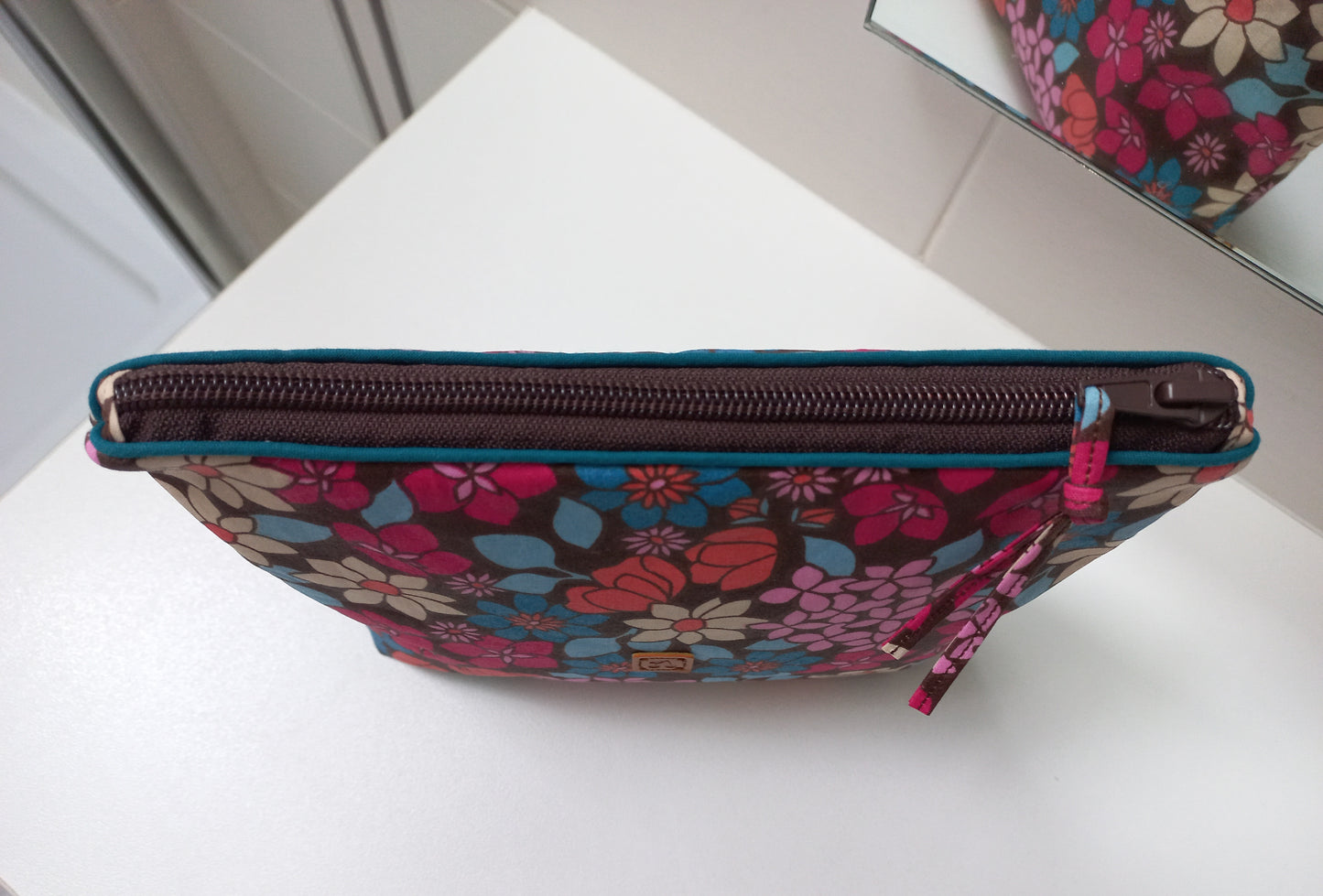 Trousse coton enduit fleurs