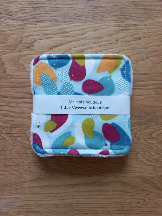 Lot de 4 lingettes oiseaux stylisés