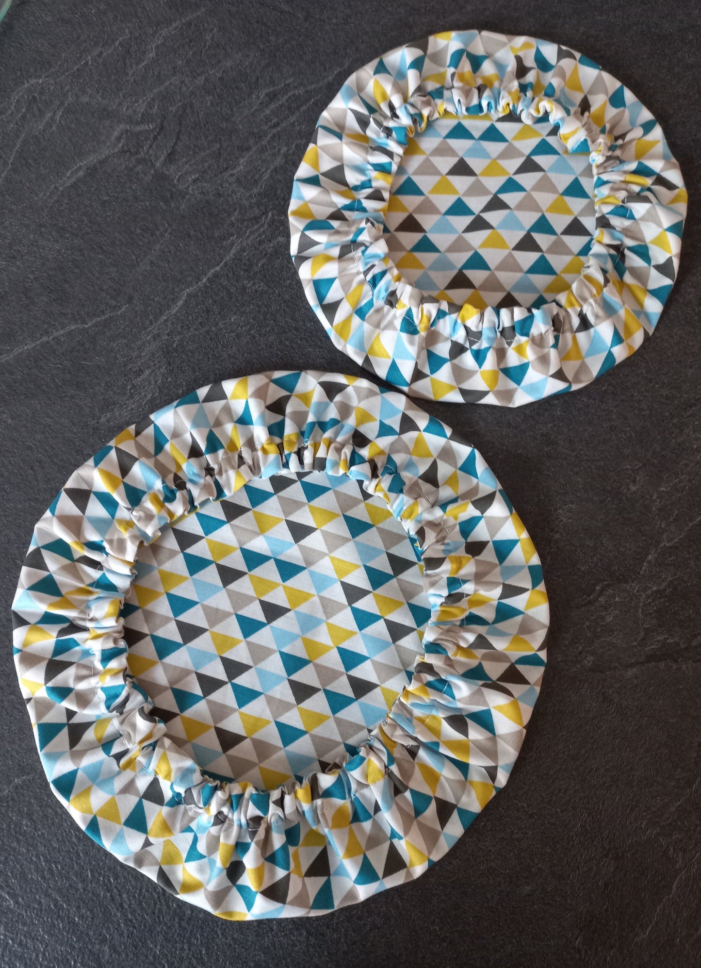 Lot de 2 couvercles alimentaires motifs triangles
