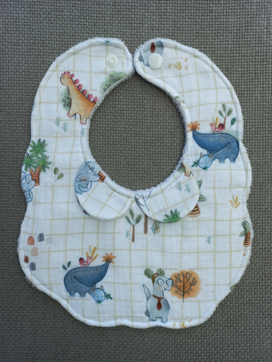 Bavoir 1er âge double gaze dinosaures