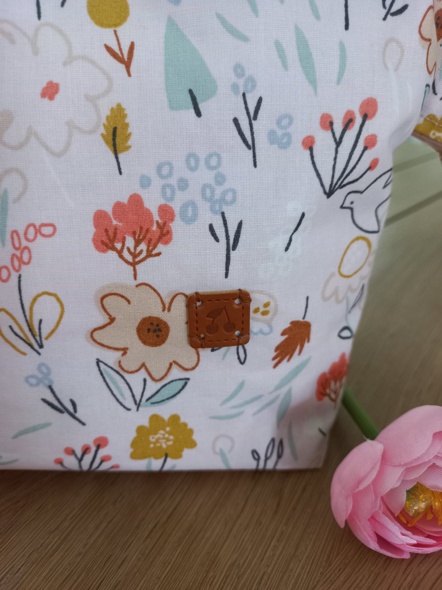 Trousse toilette maquillage coton enduit rose