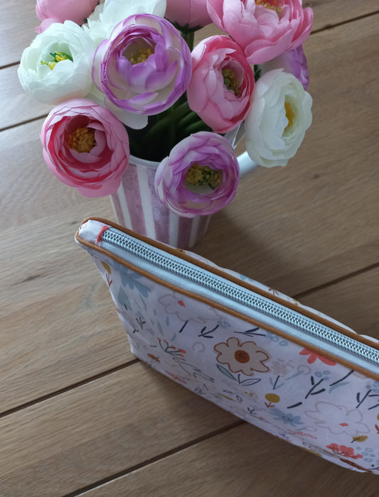 Trousse toilette maquillage coton enduit rose