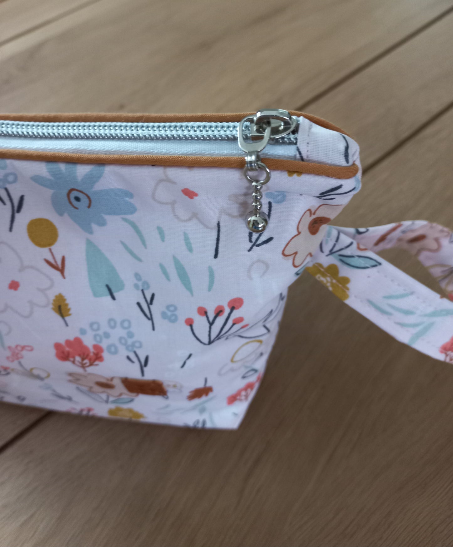 Trousse toilette maquillage coton enduit rose