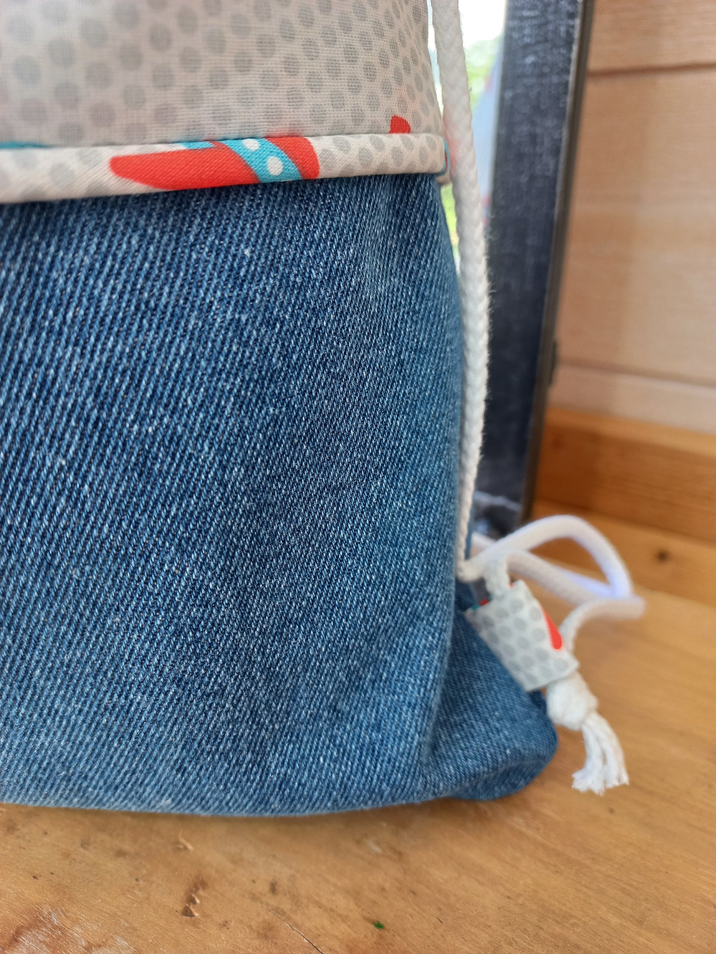Sac à dos / Sac pochon jean et avions