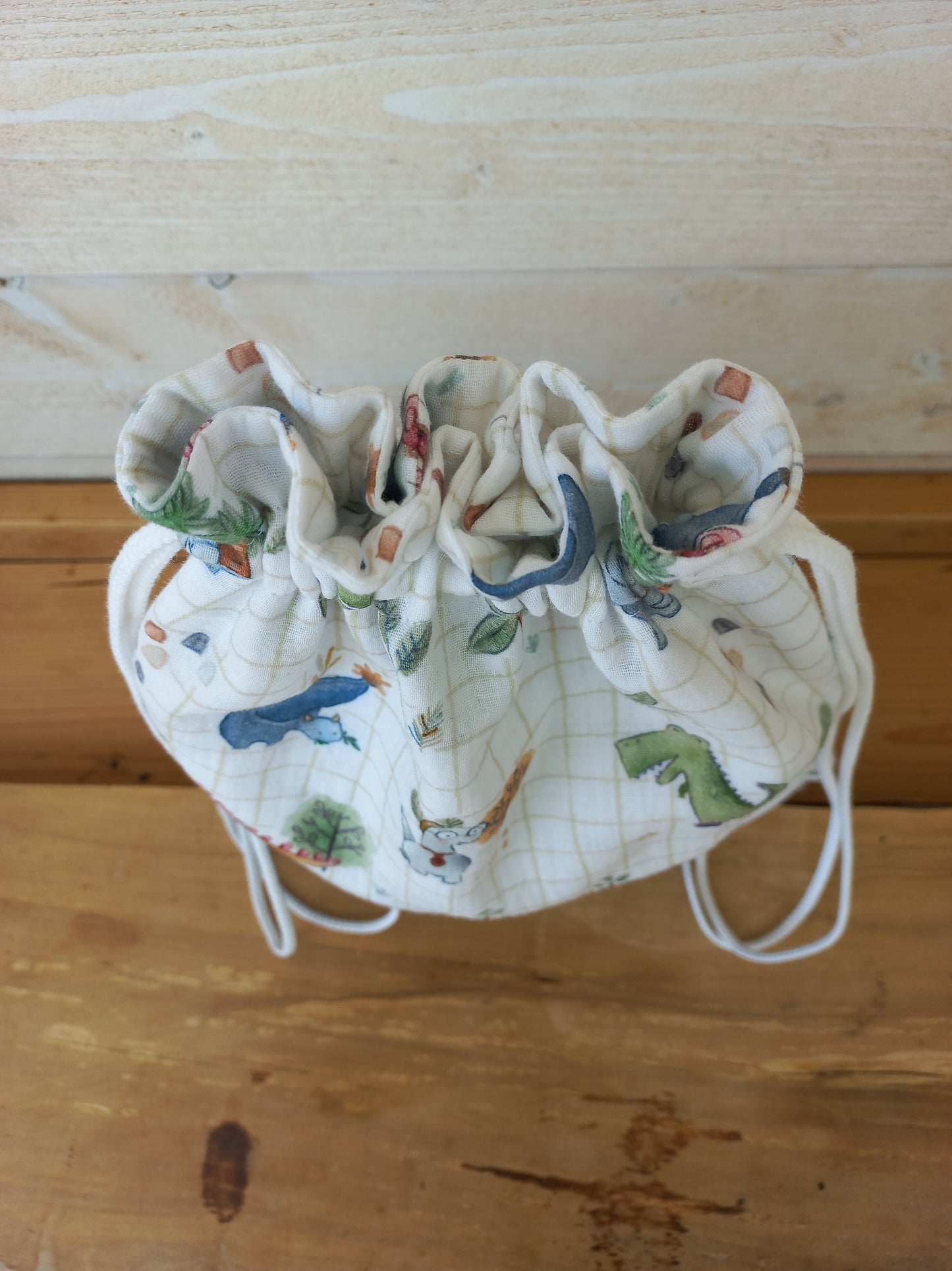 Sac à dos / Sac pochon jean et dinosaures
