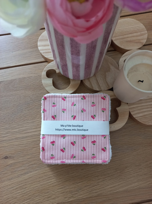 Lot de 4 lingettes imprimé cerises