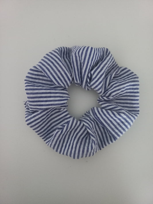 Chouchou tissu seersucker rayures blanc indigo
