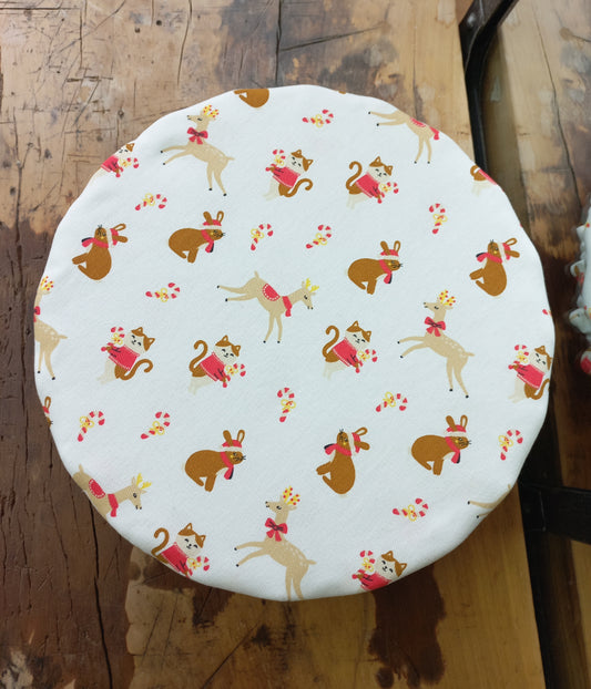Couvercle alimentaire pour plats et saladiers animaux Noël