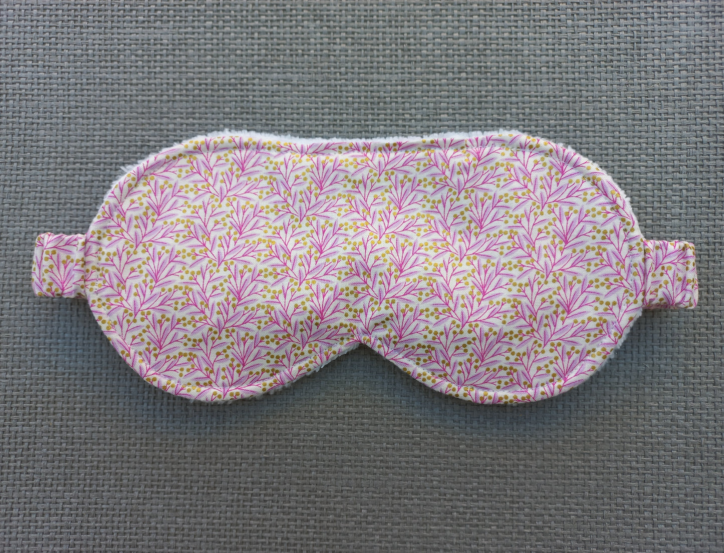 Ensemble masque de nuit et sac assortis feuillage rose