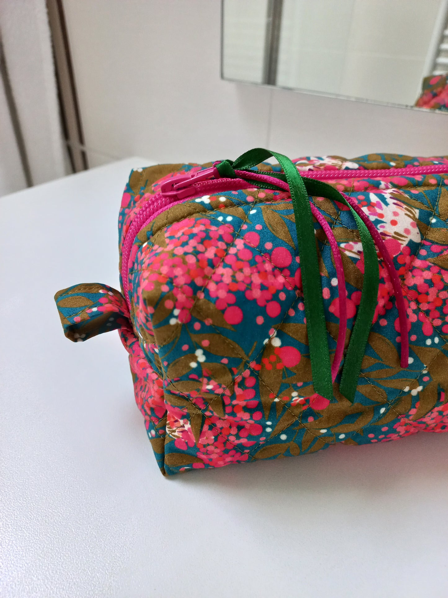Trousse matelassée fushia et kaki PPMC