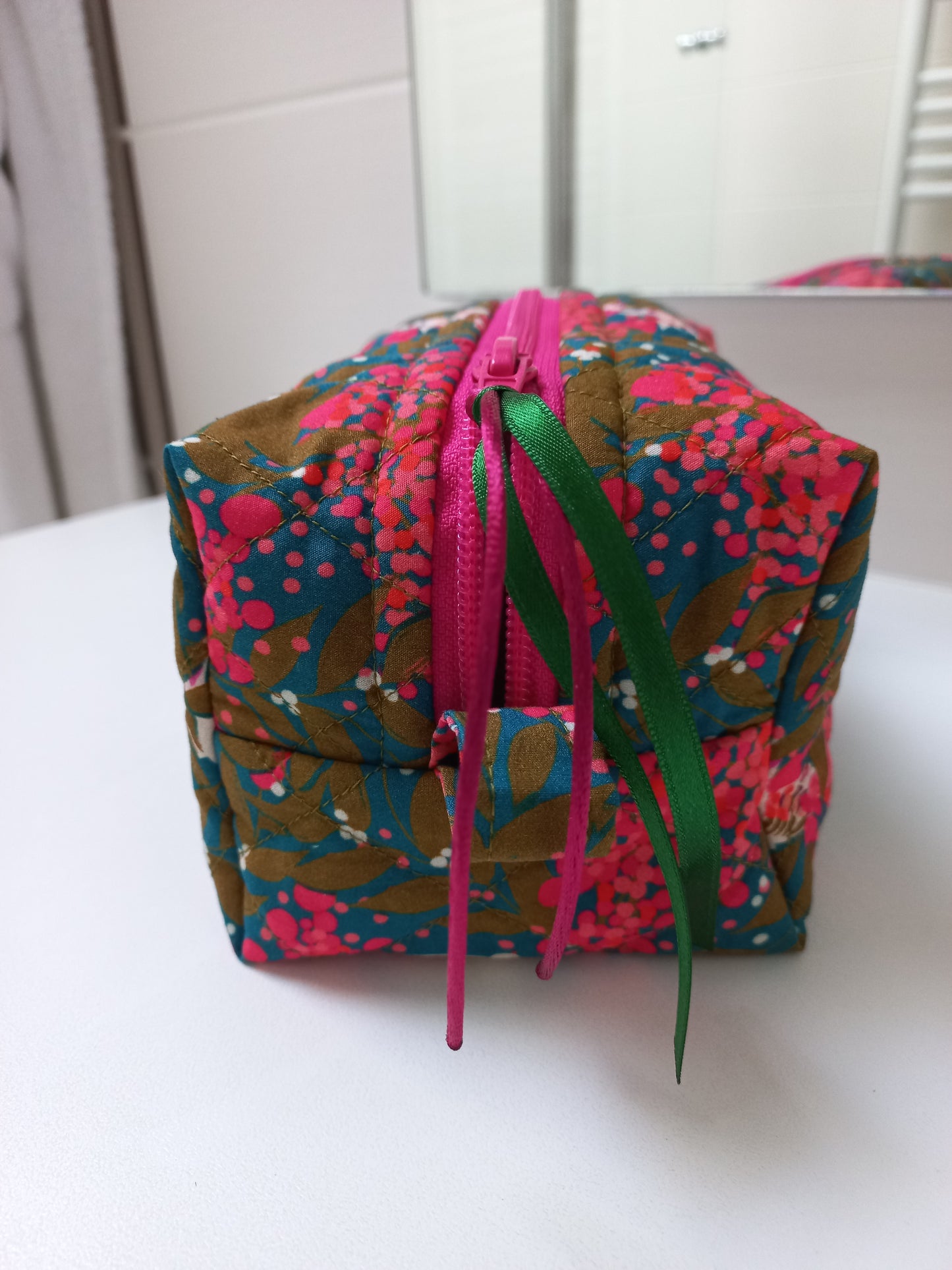 Trousse matelassée fushia et kaki PPMC