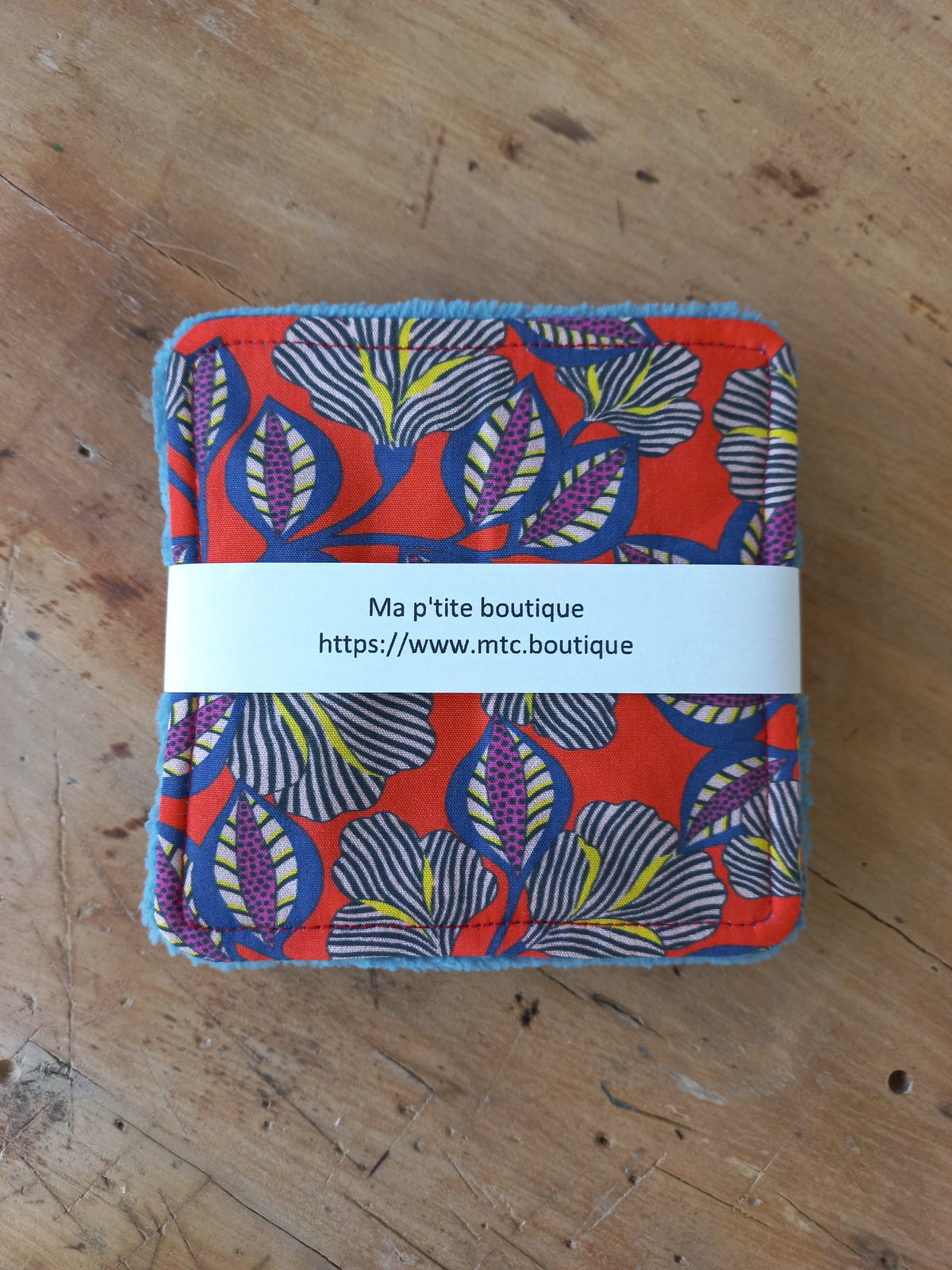 Lot de 4 lingettes rouge fleurs