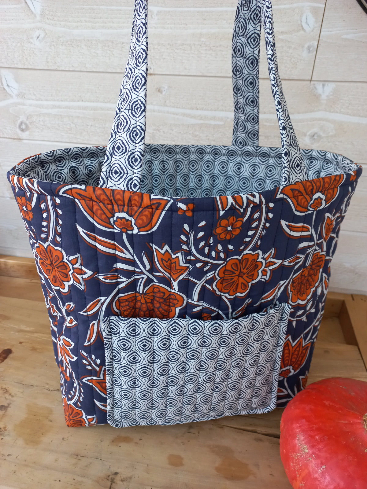 Sac cabas matelassé Papa pique et Maman coud